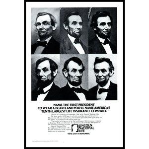 1978 Lincoln Name The First President To Wear A Beard Vintage Print Ad Insurance